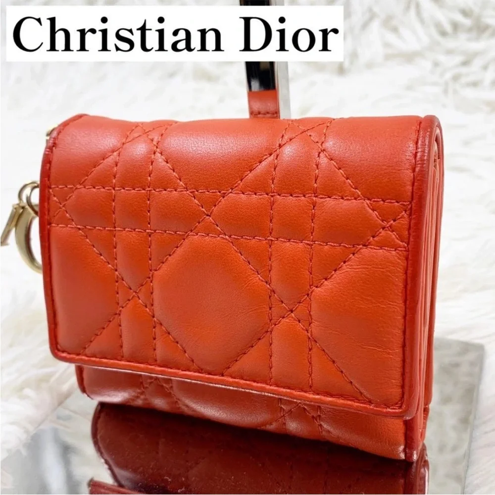 Dior Orange Quilted Wallet